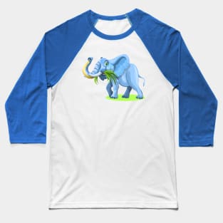 Blue Elephant Cartoon Artwork Baseball T-Shirt